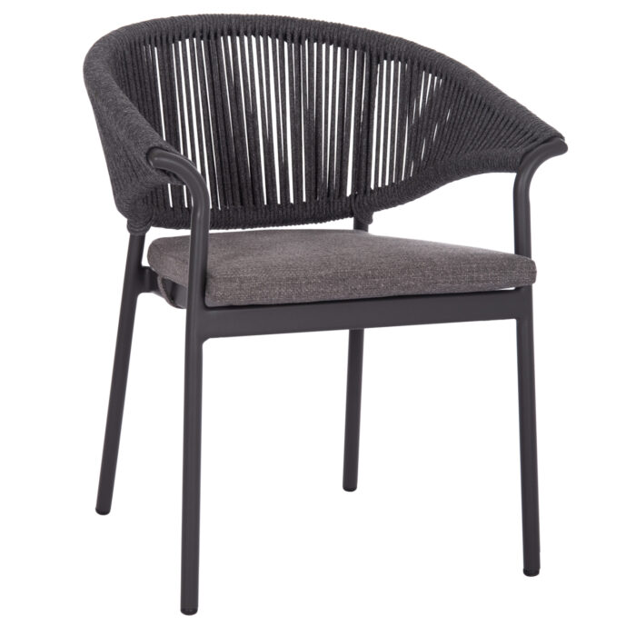 ALUMINUM DINING CHAIR STELLAR SM6320.02 ANTHRACITE FRAME & CUSHION-NATURAL ROPE 64,5x60x78,5Hcm - Image 1
