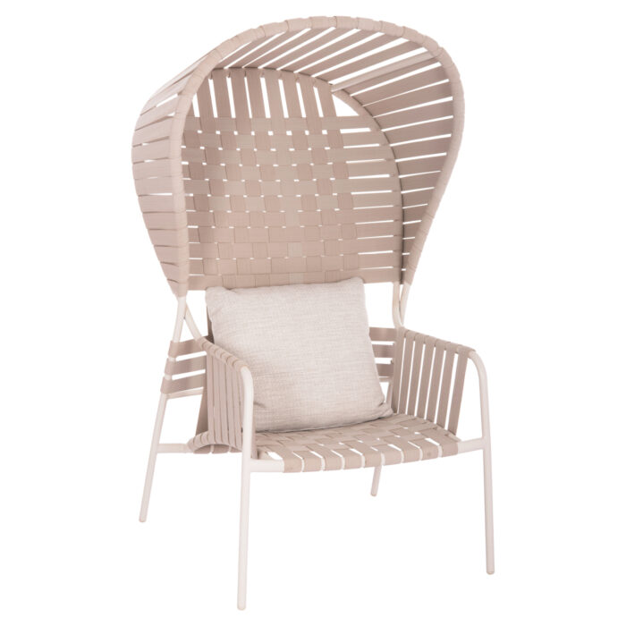 ALUMINUM ARMCHAIR STUNNER SM6323 IVORY FRAME & CUSHIONS WITH BEIGE STRAP ROPE 95x106x165Hcm. - Image 1