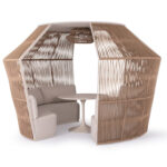 GAZEBO-ROUND TABLE LOUNGE SET SERIES DIAMOND SM21074 IVORY ALUMINUM-TWIST WICKER BEIGE 302x333x222H