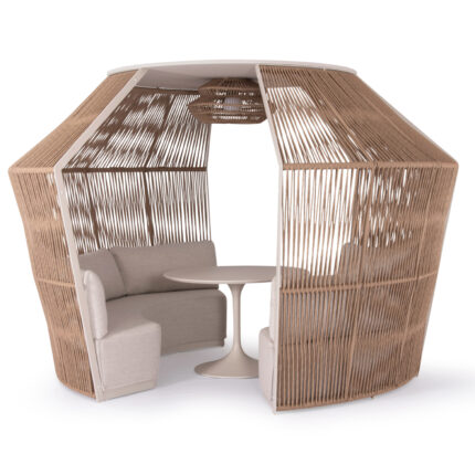 GAZEBO-ROUND TABLE LOUNGE SET SERIES DIAMOND SM21074 IVORY ALUMINUM-TWIST WICKER BEIGE 302x333x222H