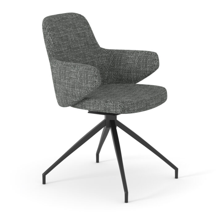 Swiveling Dining Chair Dominion SM18104.02 Light Grey fabric-Metal legs in Black 58x60x87Hcm. - Image 1