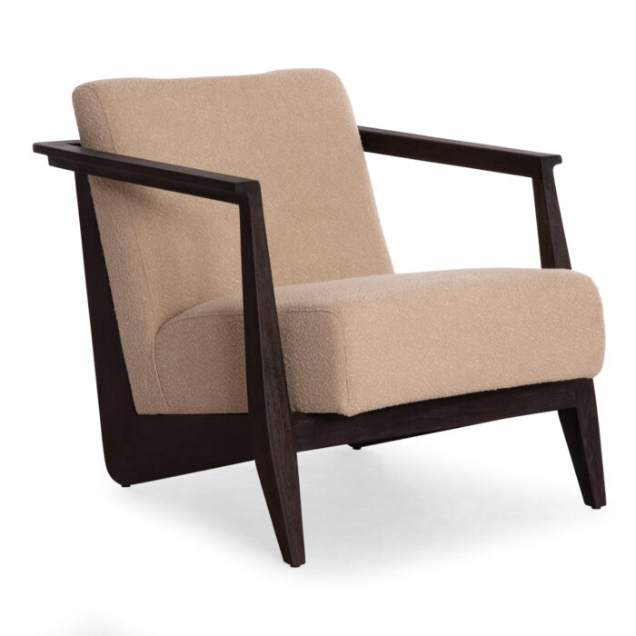 ARMCHAIR CYNTHIA SM9966 MAHOGANY WOOD IN BLACK-CREAM WHITE CUSHIONS 65x75x60Hcm. - Image 1