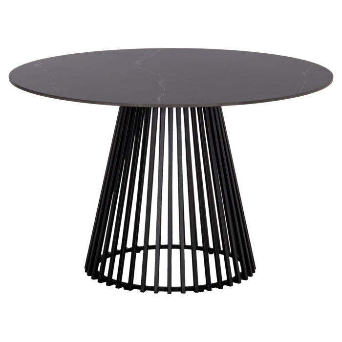 DINING TABLE ROUND MEMNON SM18099 CERAMIC TOP-METAL BLACK BASE Φ120x76Hcm. - Image 1
