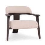 ARMCHAIR LOUNGE TRIAD SM9968 TEAK WOOD IN BLACK-CREAM WHITE FABRIC 80,5x74x66,5Hcm.