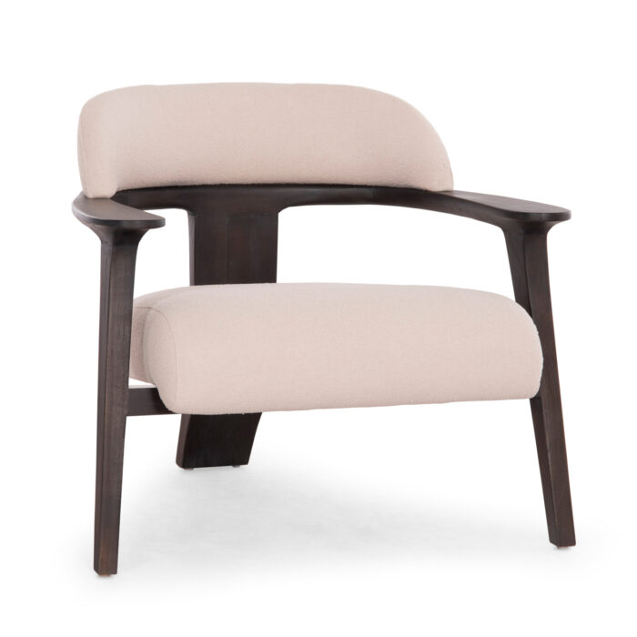 ARMCHAIR LOUNGE TRIAD SM9968 TEAK WOOD IN BLACK-CREAM WHITE FABRIC 80,5x74x66,5Hcm. - Image 1