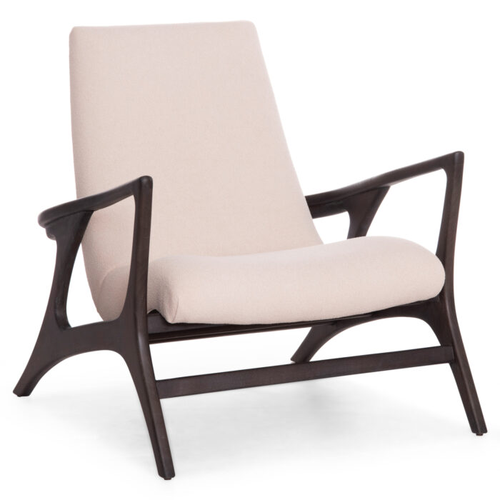ARMCHAIR LOUNGE ARYA SM9969 TEAK WOOD IN BLACK-CREAM WHITE BOUCLE FABRIC 79x88x83Hcm. - Image 1