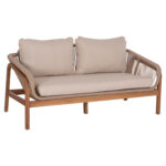 OUTDOOR 2-SEATER SOFA SERIES OASIS SM6225 ACACIA WOOD-ALUMINUM & ROPE IN BEIGE 156x82x73Hcm.