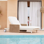 SUNLOUNGER SERIES DESTINY SM6182 IVORY COLORED ALUMINUM FRAME-BEIGE WICKER & CUSHIONS 205.5x86x58-104H - Image 2