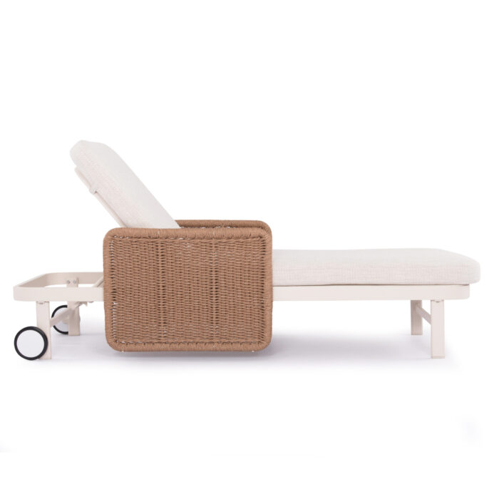 SUNLOUNGER SERIES DESTINY SM6182 IVORY COLORED ALUMINUM FRAME-BEIGE WICKER & CUSHIONS 205.5x86x58-104H - Image 5