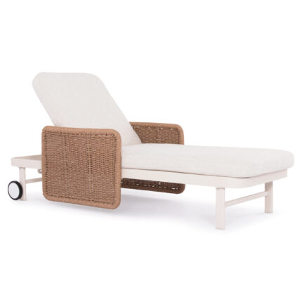 SUNLOUNGER SERIES DESTINY SM6182 IVORY COLORED ALUMINUM FRAME-BEIGE WICKER & CUSHIONS 205.5x86x58-104H