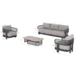 OUTDOOR LOUNGE SET 4PCS AURA SM6193.01 GREY ALUMINUM-OLEFIN FABRIC-ROCK BEAM TOP - Image 2
