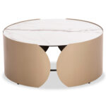 ΤΡΑΠΕΖΙ ΣΑΛΟΝΙΟΥ ΣΕΙΡΑ OBSESSION SM18089 ΚΕΡΑΜΙΚΟ TOP & ΓΥΑΛΙ-ΜΕΤΑΛΛΟ Φ80x35Yεκ - Image 2