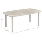 ΤΡΑΠΕΖΙ ΤΡΑΠΕΖΑΡΙΑΣ WALES SM6435.02 ΚΡΕΜ ΑΛΟΥΜΙΝΙΟ-3D PRINTED ΓΥΑΛΙ 160x90x65Υεκ - Image 2