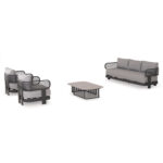 OUTDOOR LOUNGE SET 4PCS AURA SM6193.01 GREY ALUMINUM-OLEFIN FABRIC-ROCK BEAM TOP - Image 4