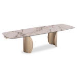 DINING TABLE SERIES OBSESSION SM18086 CERAMIC TOP WITH GLASS-METAL LEGS 200(+50+50)x100x77Hcm.