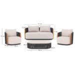 ΣΕΤ ΣΑΛΟΝΙ 4-ΘΕΣΕΩΝ AUGUSTUS SM21346 ΣΚΟΥΡΟ ΓΚΡΙ ΑΛΟΥΜΙΝΙΟ-ΣΧΟΙΝΙ--ΜΠΕΖ OLEFIN - Image 2