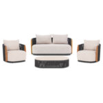 ΣΕΤ ΣΑΛΟΝΙ 4-ΘΕΣΕΩΝ AUGUSTUS SM21346 ΣΚΟΥΡΟ ΓΚΡΙ ΑΛΟΥΜΙΝΙΟ-ΣΧΟΙΝΙ--ΜΠΕΖ OLEFIN