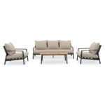 ΣΕΤ ΣΑΛΟΝΙ 4ΤΜΧ OBLIVION SM6436.01 ΑΝΘΡΑΚΙ ΑΛΟΥΜΙΝΙΟ-ΣΧΟΙΝΙ-ΜΠΕΖ OLEFIN-ΞΥΛΟ TEAK - Image 2