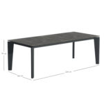 DINING TABLE CERRIG SM6496.01 GREY ALUMINUM FRAME & SINTERED STONE 220x100x75H - Image 3