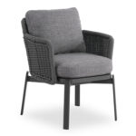 DINING CHAIR SERIES DESTINY SM6168.02 CHARCOAL ALUMINUM-CUSHIONS-WICKER 65x68x75.5-82H