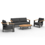 ΣΕΤ ΣΑΛΟΝΙ ΕΞ.ΧΩΡΟΥ 4ΤΜΧ ROMAN SM6425.01 ΓΚΡΙ ΑΛΟΥΜΙΝΙΟ & OLEFIN ΥΦΑΣΜΑ--TEAK ΞΥΛΟ