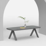 ΤΡΑΠΕΖΙ ΤΡΑΠΕΖΑΡΙΑΣ CRANFIELD SM6499.01 ΣΚΟΥΡΟ ΓΚΡΙ ΑΛΟΥΜΙΝΙΟ--ΓΥΑΛΙ 242x110x74Υεκ. - Image 3